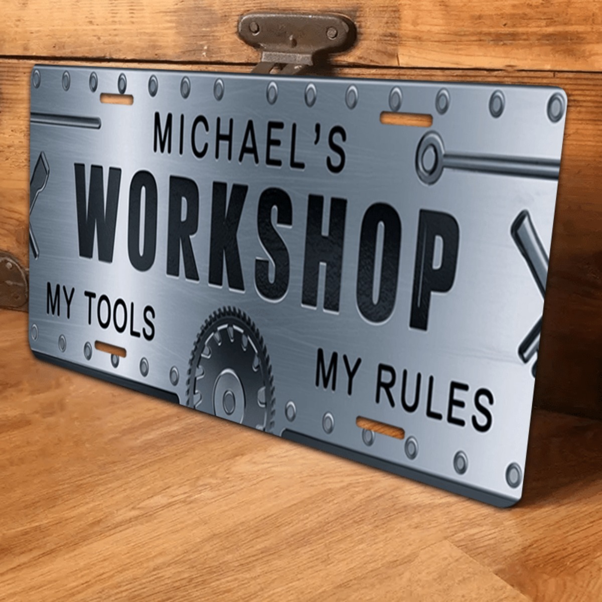 Workshop Tools With Name - Papan Nama Aluminium Workshop Personal 6x12