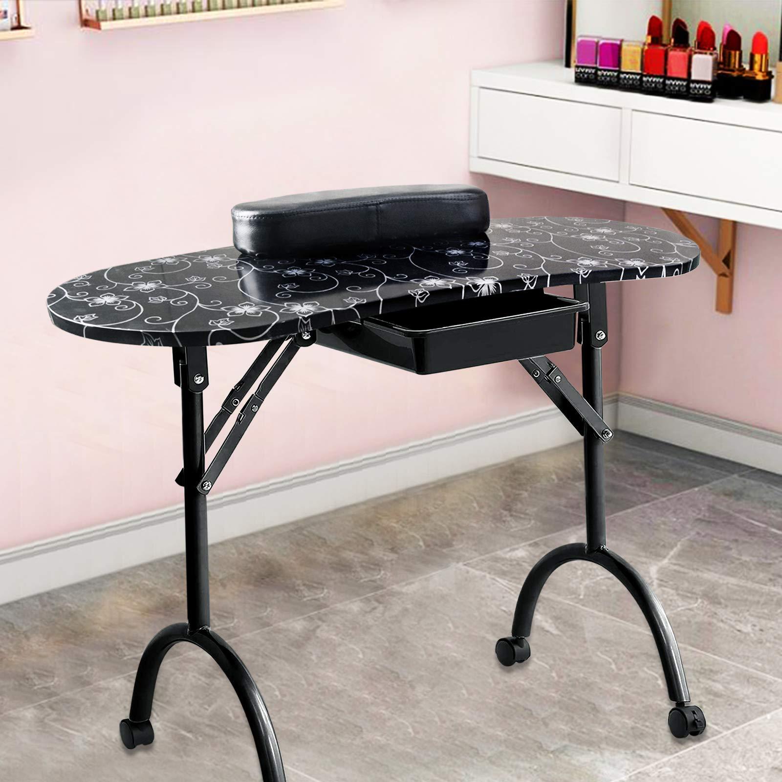 Workbench Portable Fold - Meja manicure motif modern, meja kerja