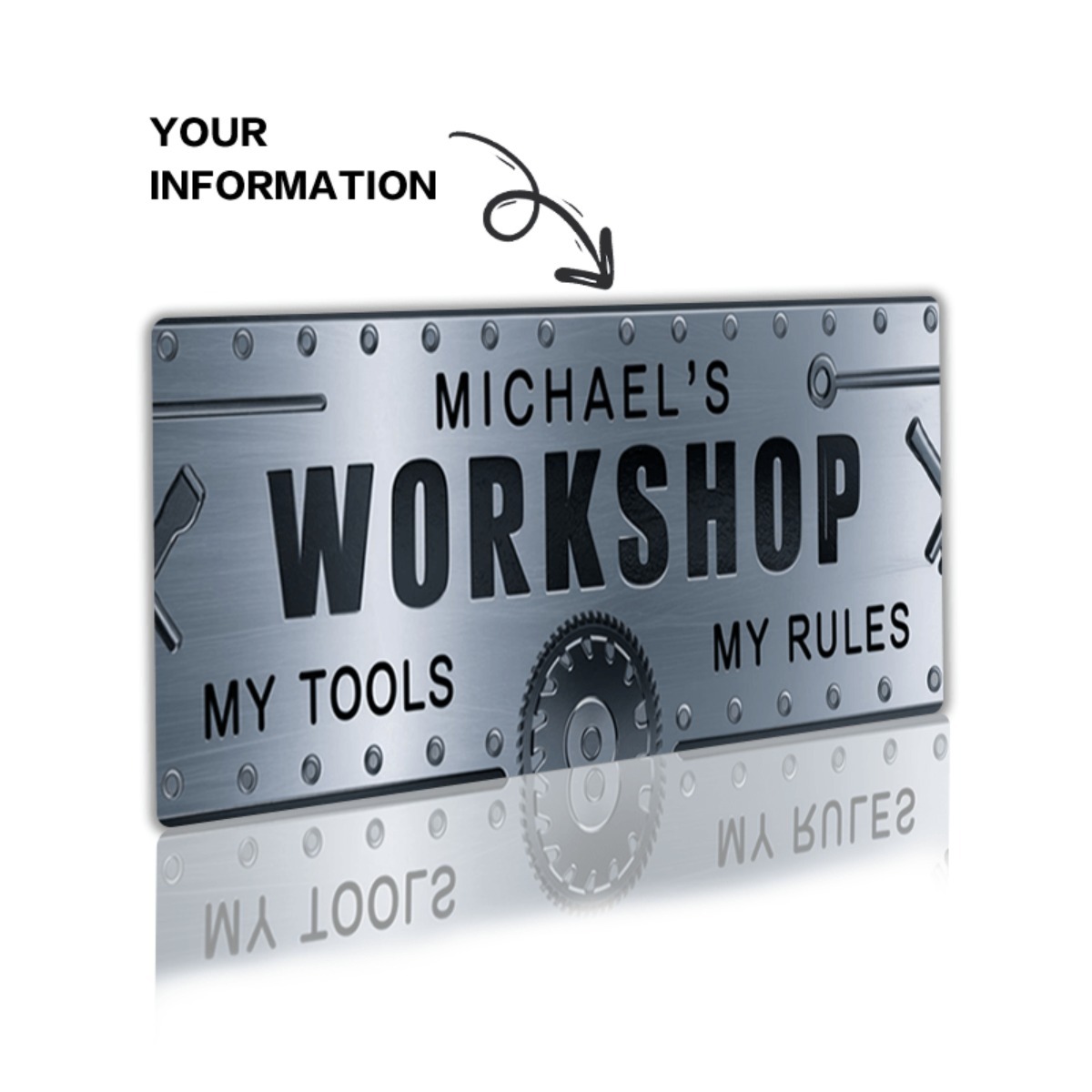 Papan Nama Aluminium Workshop  - Workshop Tools With Name ulasan dan harga